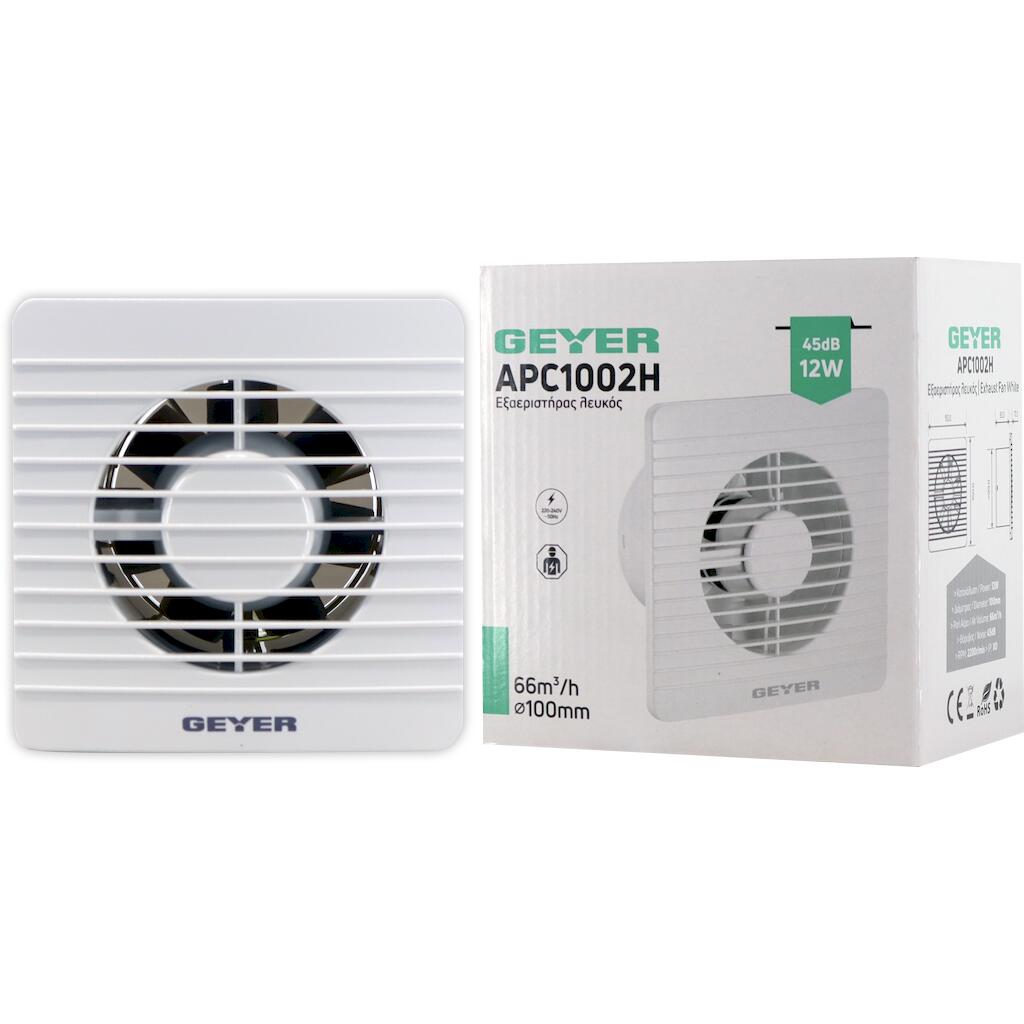 APC1002H_2 Geyer Εξαεριστήρας λευκός 12W 66m?/h 100mm - Image 1