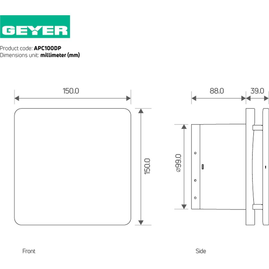 APC100DP_1 Geyer Εξαεριστήρας λευκός 12W 54m?/h 100mm - Image 1