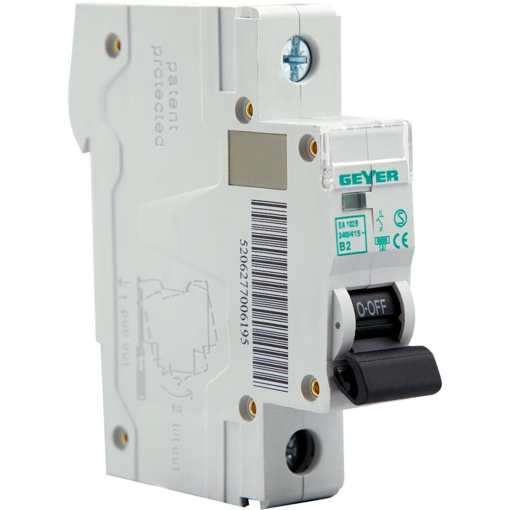 EA102B_4 Geyer Αυτόματη ασφάλεια 1P B 2A 6kA - Image 1