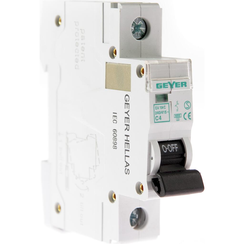 EA104C_4 Geyer Αυτόματη ασφάλεια 1P C 4A 6kA - Image 1