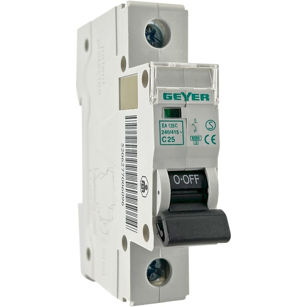 EA125C_4 Geyer Αυτόματη ασφάλεια 1P C 25A 6kA - Image 1