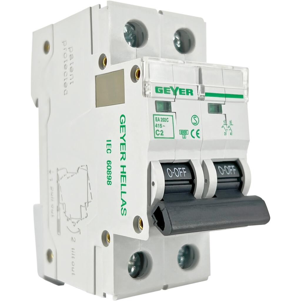 EA202C_4 Geyer Αυτόματη ασφάλεια 2P C 2A 6kA - Image 1