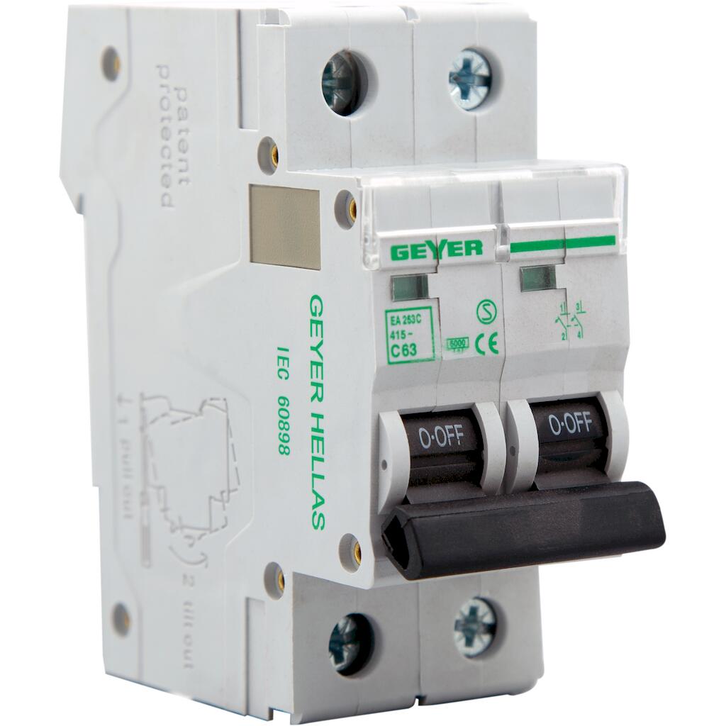 EA263C_4 Geyer Αυτόματη ασφάλεια 2P C 63A 6kA - Image 1