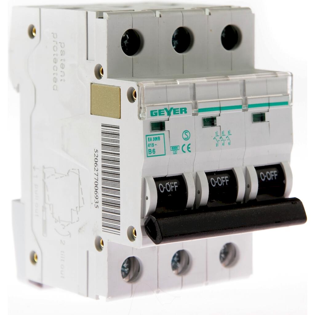 EA306B_4 Geyer Αυτόματη ασφάλεια 3P B 6A 6kA - Image 1