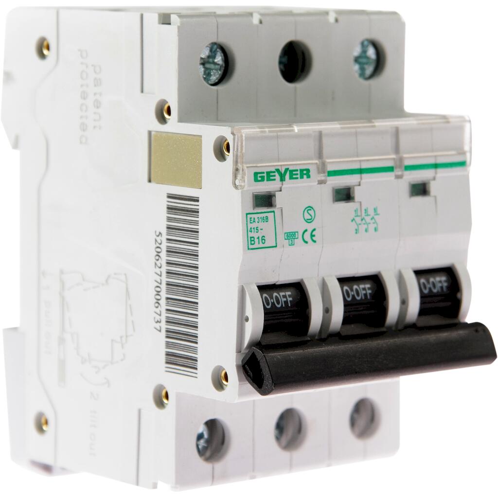 EA316B_4 Geyer Αυτόματη ασφάλεια 3P B 16A 6kA - Image 1