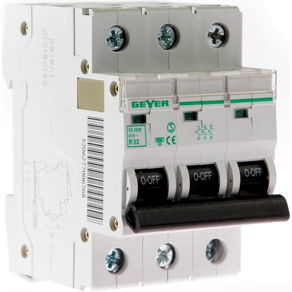 EA332B_4 Geyer Αυτόματη ασφάλεια 3P B 32A 6kA - Image 1