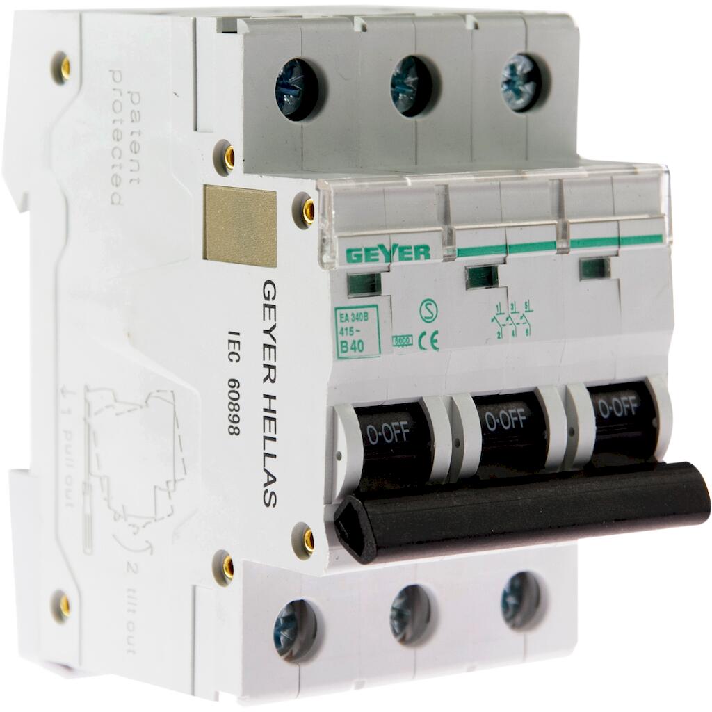EA340B_4 Geyer Αυτόματη ασφάλεια 3P B 40A 6kA - Image 1