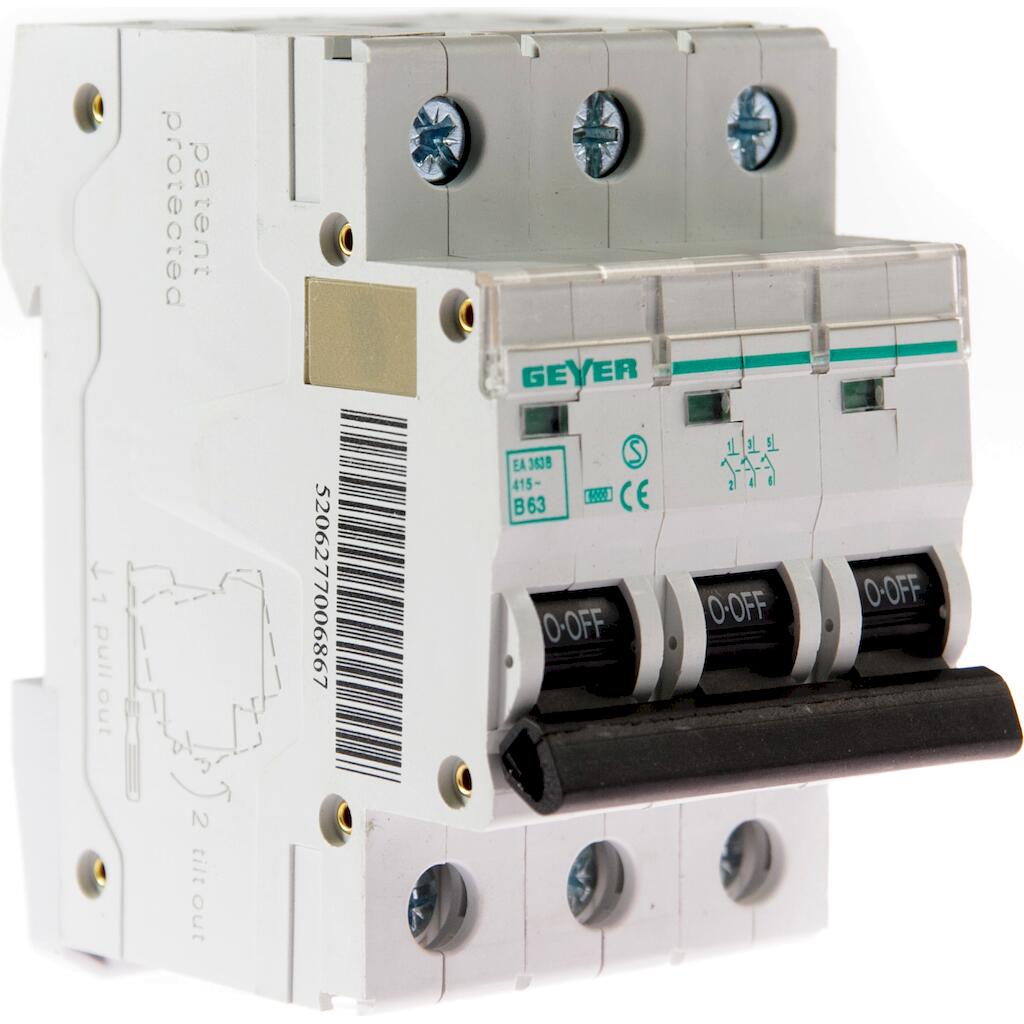 EA363B_4 Geyer Αυτόματη ασφάλεια 3P B 63A 6kA - Image 1