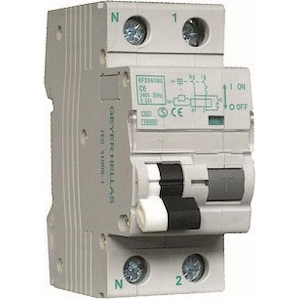 EF210DMC_4 Geyer Ρελέ διαρροής 2P 30mA Τύπος A με αυτόματη ασφάλεια C 10A 10kA - Image 1
