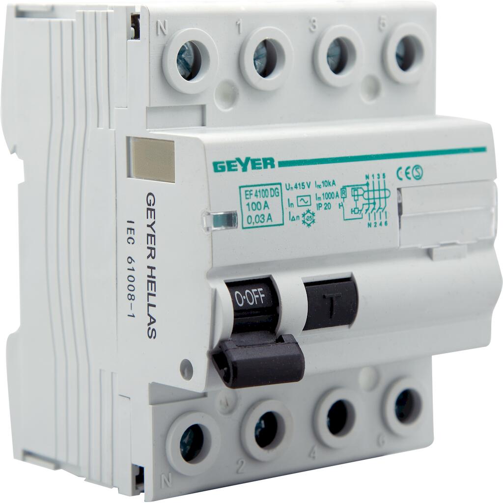EF4100DG_4 Geyer Ρελέ διαρροής 4P 100A 30mA Τύπος AC - Image 1