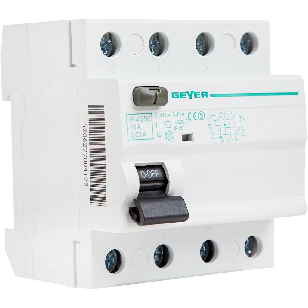 EF440DG_4 Geyer Ρελέ διαρροής 4P 40A 30mA Τύπος AC - Image 1