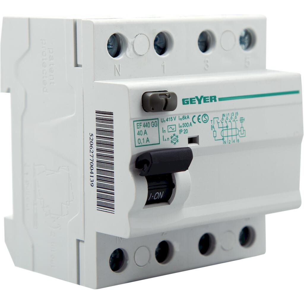 EF440GG_4 Geyer Ρελέ διαρροής 4P 40A 100mA Τύπος AC - Image 1