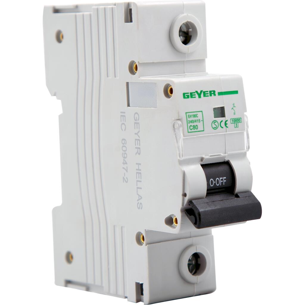 EH180C_4 Geyer Αυτόματη ασφάλεια 1P C 80Α 10kA - Image 1