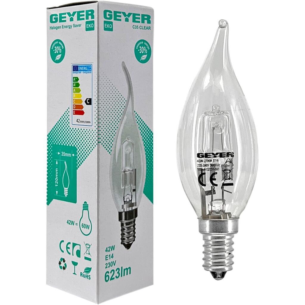 FCCL1442FL_2 Geyer Λάμπα Αλογόνου Κερί CA37 42W E14 2700Κ 630lm - Image 1