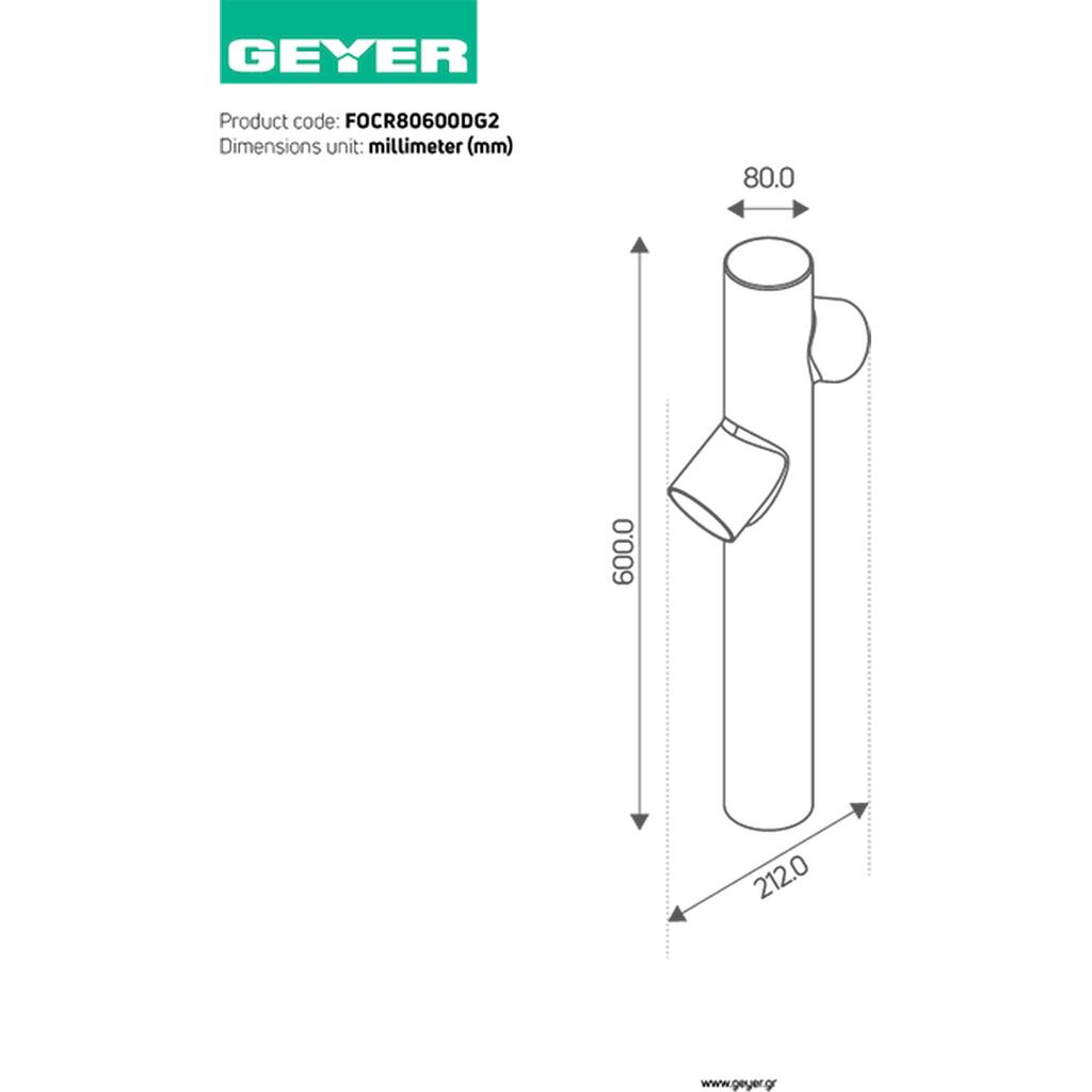 FOCR80600DG2_1 Geyer Φωτιστικό δαπέδου 2xGU10 212x800 IP54 - Image 1