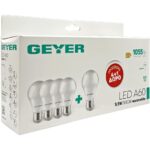 Geyer Λάμπα LED Κλασική A60 9.5W E27 3000K 1055lm 4+1 ΔΩΡΟ
