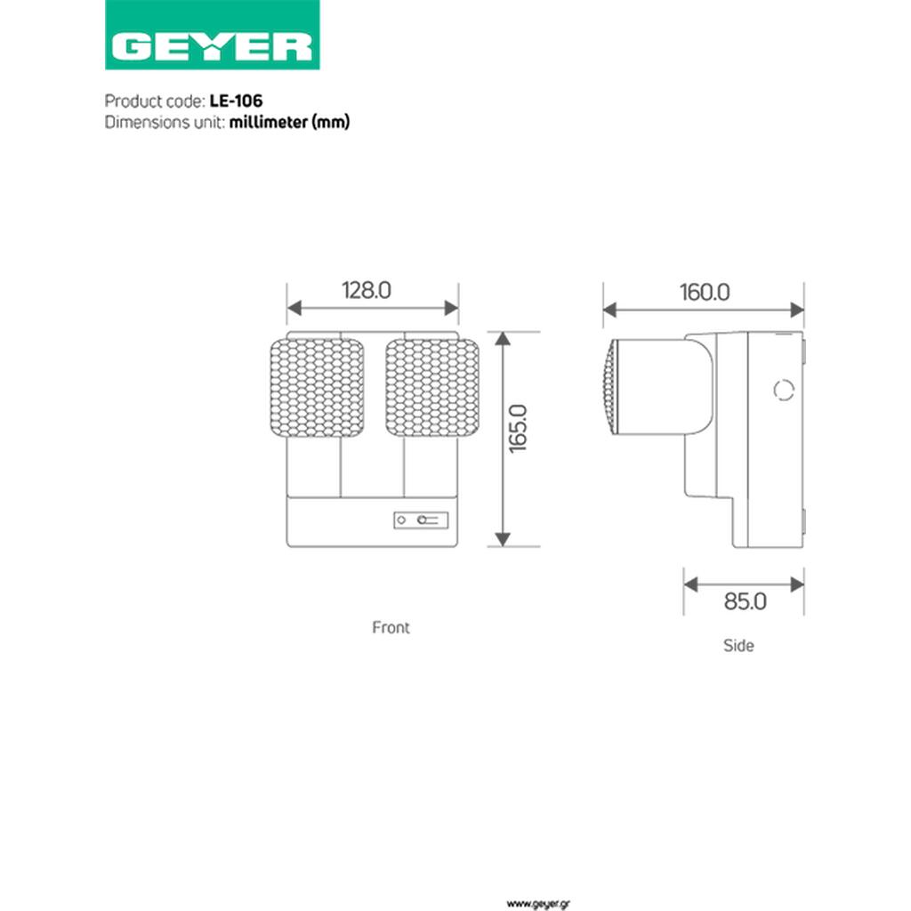 LE-106_1 Geyer LED Φωτιστικό ασφαλείας με 2 οθόνες φωτισμού 5W 6500K 300lm - Image 1