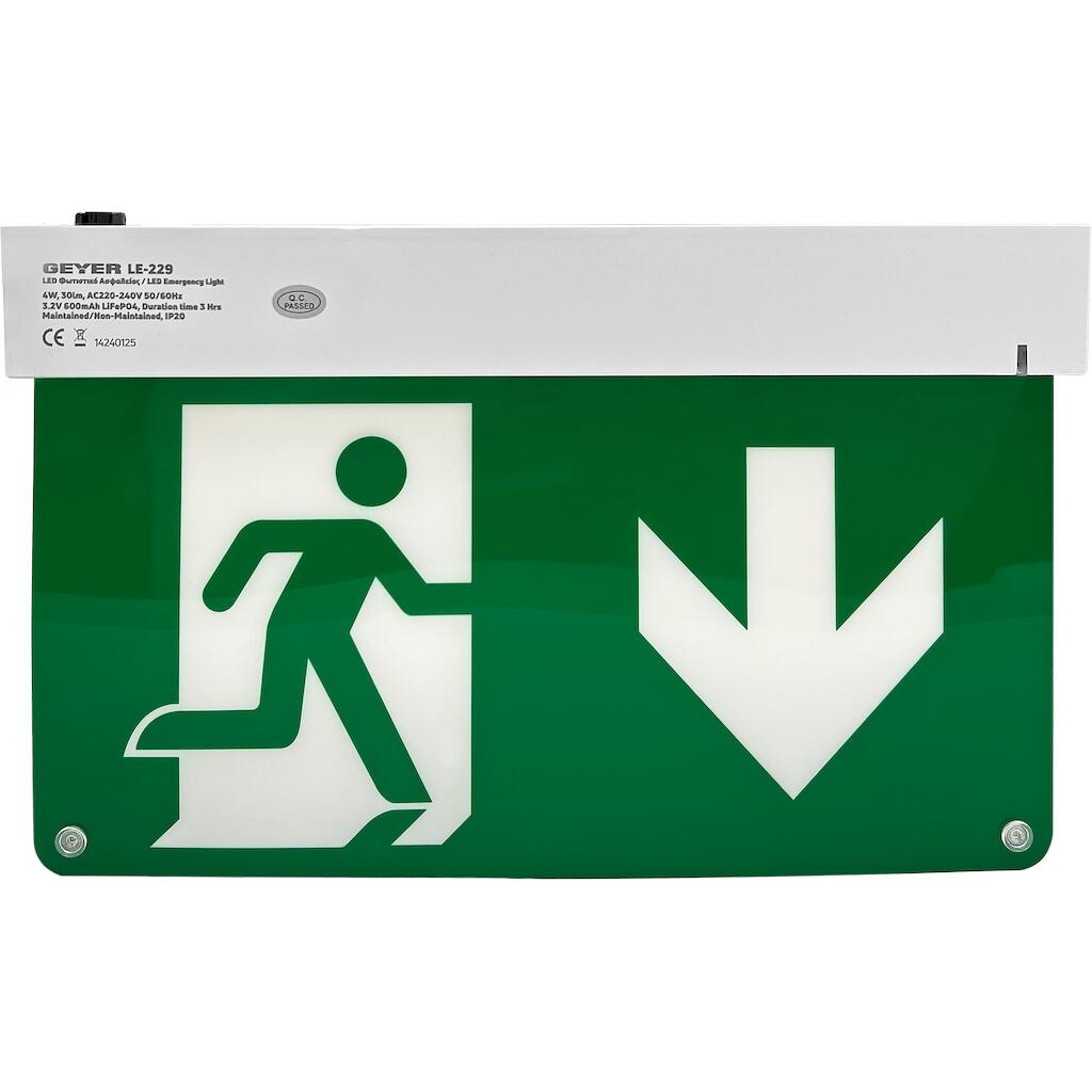 LE-229_4 Geyer LED Φωτιστικό ασφαλείας 4W 6000K 30lm - Image 1