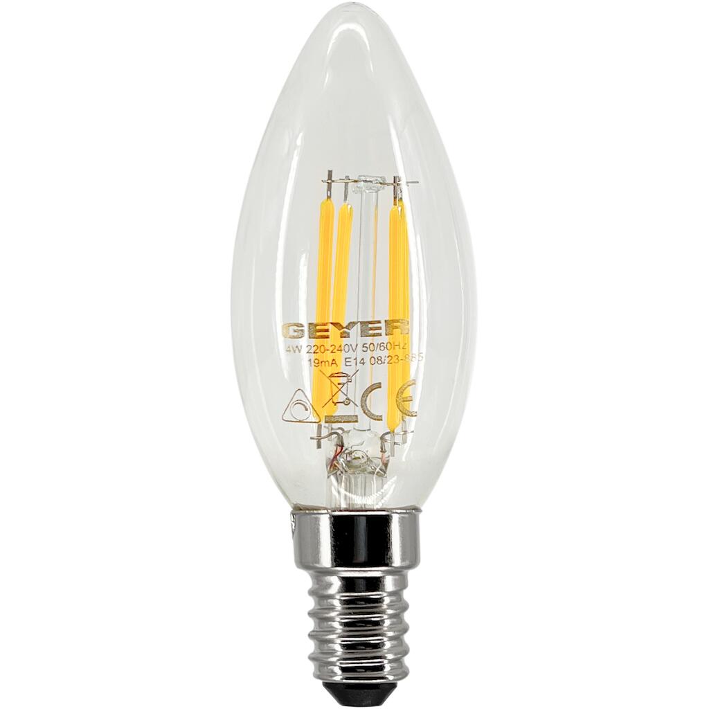LFCC144_4 Geyer Λάμπα LED Κερί Filament C35 4W E14 4000K 470lm - Image 1