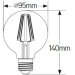 Geyer Λάμπα LED Γλόμπος Filament matt G95 5W E27 2700K 550lm