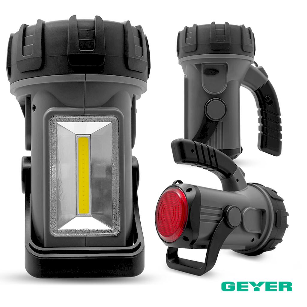 LFK-0171_3 Geyer Επαναφορτιζόμενος LED Φακός Προβολέας χειρός 3W XPG + 3W COB 1800mAh - Image 1