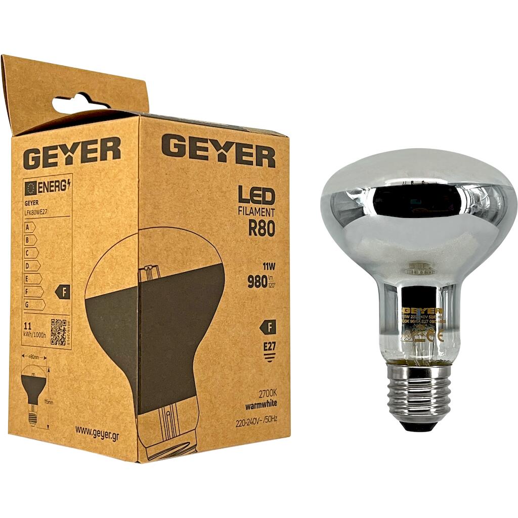 LFK80WE27_2 Geyer Λάμπα LED Filament R80 11W E27 2700K 980lm - Image 1