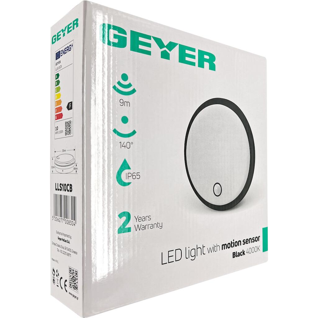 LLS10CB_2 Geyer Φωτιστικό LED με αισθητήρα κίνησης 10W 4000K 1000lm IP65 μαύρο - Image 1