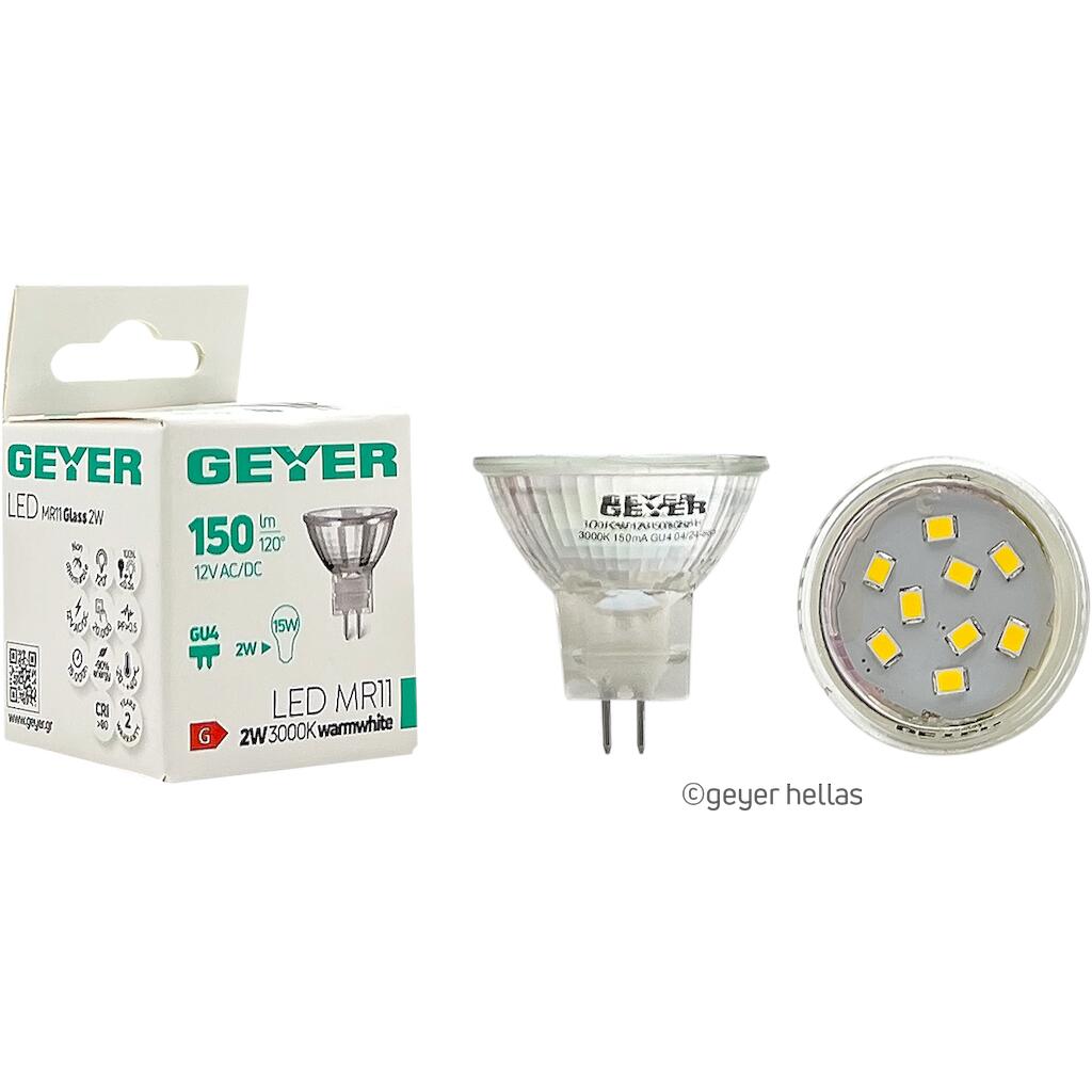 LMR11W_2 Geyer Λάμπα LED MR11 Glass 2W GU4 3000K 150lm 12V - Image 1