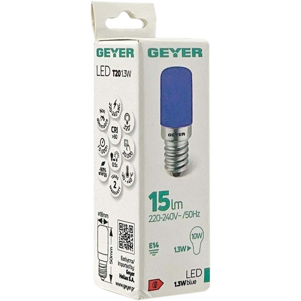 LNL-B_3 Geyer Λάμπα LED Νυxτός T20 1.3W E14 μπλε 15lm - Image 1