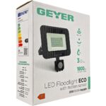 Geyer Προβολέας LED Economy 20W 6500K 1800lm IP65 μαύρος με ανιχνευτή κίνησης - Image 3