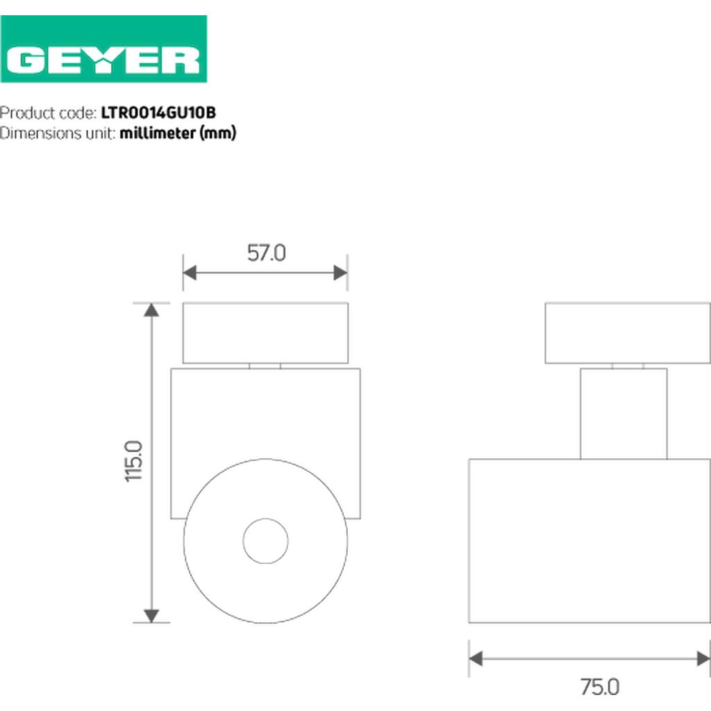 LTR0014GU10B_1 Geyer Spot ράγας για PAR16 GU10 4κ μαύρο - Image 1