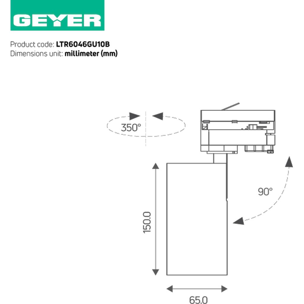 LTR6046GU10B_1 Geyer Spot ράγας για PAR16 GU10 4κ μαύρο - Image 1