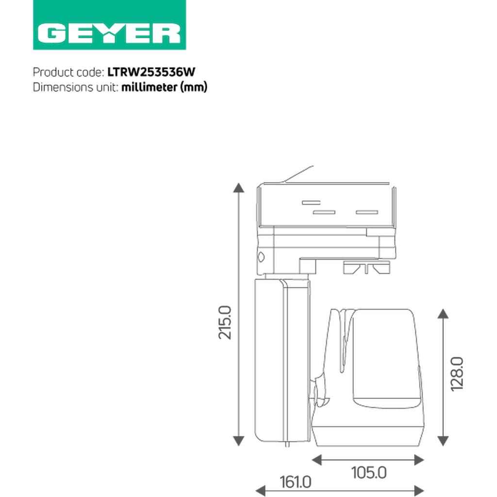 LTRW253536W_1 Geyer Φωτιστικό ράγας LED 35W 3000K 3570lm 36° λευκό - Image 1