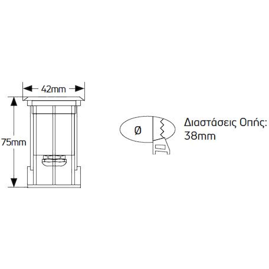 LULR42W1_1 Geyer Φωτιστικό LED δαπέδου 1W 3000K 60lm IP68 Φ38mm - Image 1