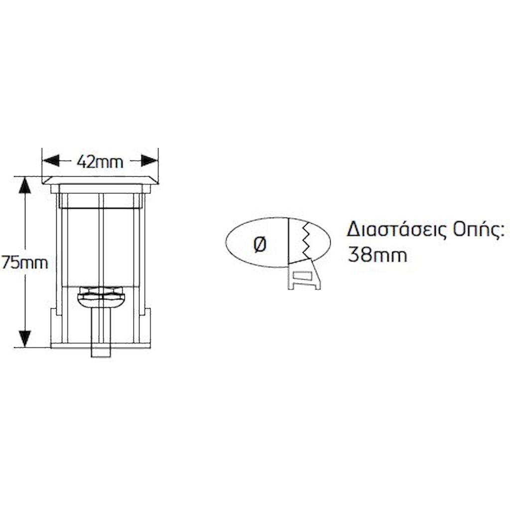 LULS42W1_1 Geyer Φωτιστικό LED δαπέδου 1W 3000K 60lm IP68 Φ38mm - Image 1