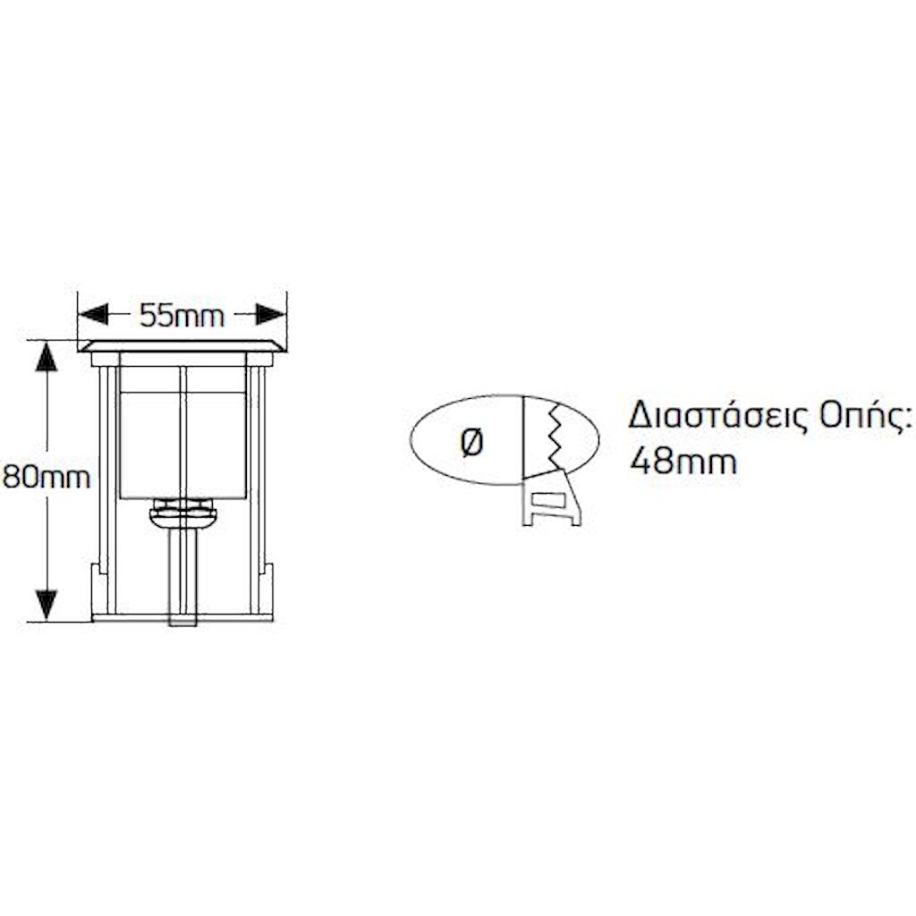 LULS52W1_1 Geyer Φωτιστικό LED δαπέδου 1W 3000K 60lm IP68 Φ48mm - Image 1
