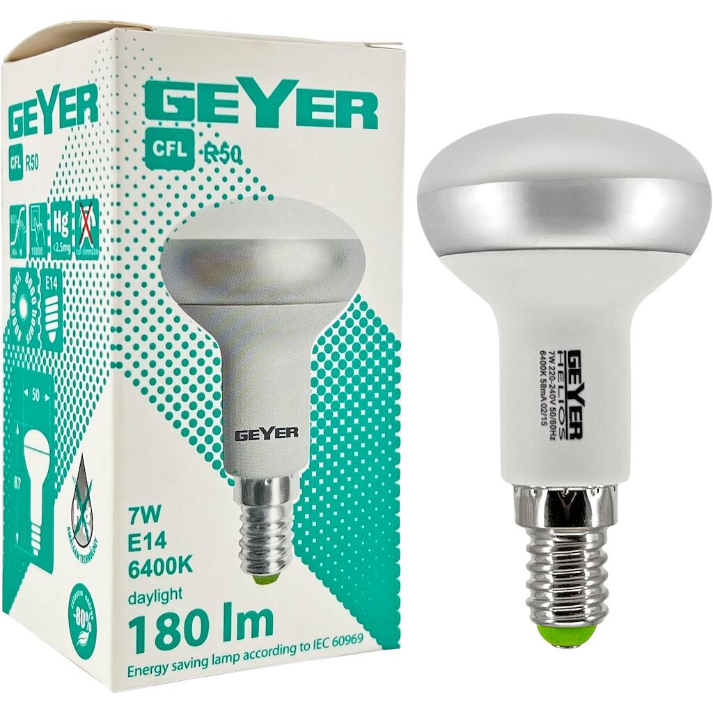 NKCE1407_2 Geyer CFL CLFR R50 E14 7W 6400K 180LM - Image 1