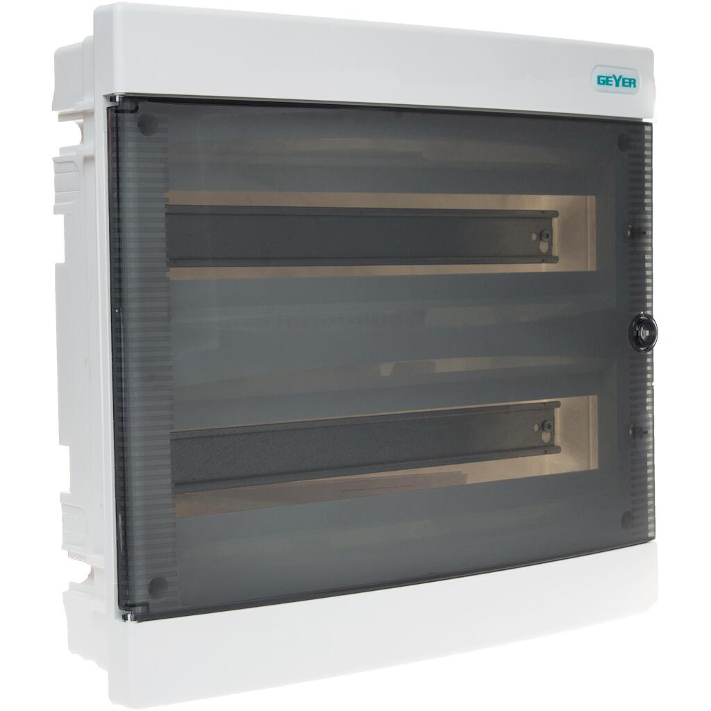 VP2X18-T_4 Geyer Πίνακας χωνευτός Άθως 2x18M διάφανη πόρτα IP40 - Image 1