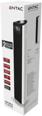 Entac Αερόθερμο Δαπέδου Πύργος Λευκό με LED Οθόνη 2000W 74cm - Image 2