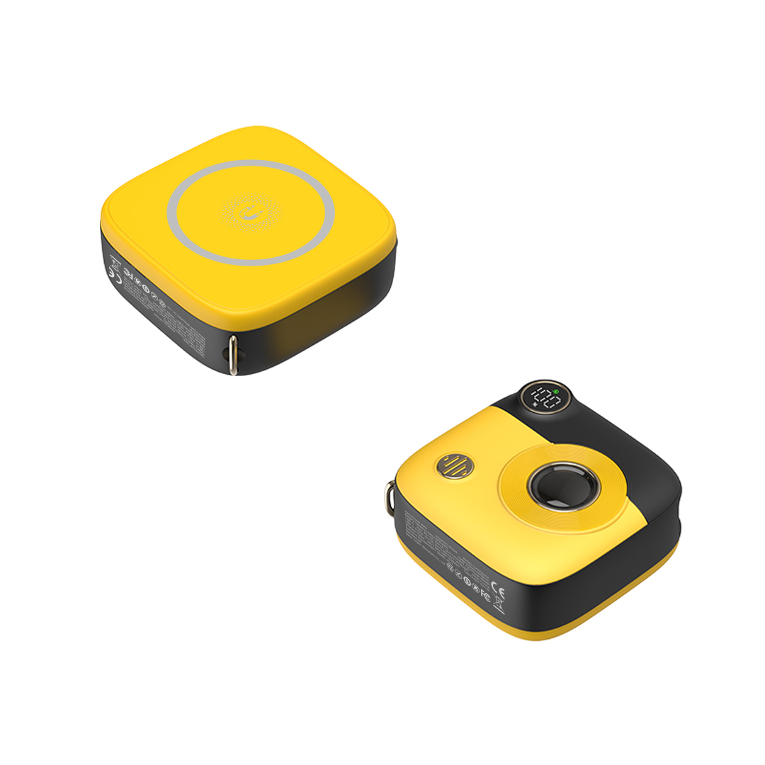 01_11_1 XO PR223 mini camera digital display fast charging power bank 10000mAh (Black & Yellow) - Image 1