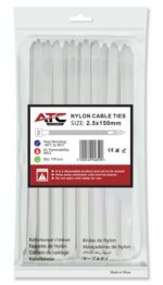 ATC Δεματικά 2.5x150mm Νάιλον Λευκά 100τμχ Σακουλάκι