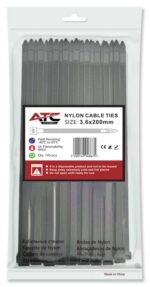 ATC Δεματικά 3.6x200mm Νάιλον Μαύρα 100τμχ Σακουλάκι