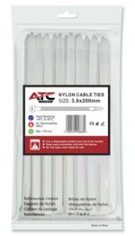 ATC Δεματικά 3.6x200mm Νάιλον Λευκά 100τμχ Σακουλάκι