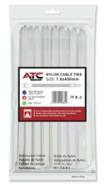 ATC Δεματικά 7.6x450mm Νάιλον Λευκά 100τμχ Σακουλάκι