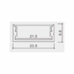 Redpoint ΠΡΟΦΙΛ ΑΛΟΥΜΙΝΙΟΥ ΕΞΩΤΕΡΙΚΟ (21mm) ΓΙΑ 2 ΤΑΙΝΙΕΣ ΜΕ ΟΠΑΛ ΚΑΛΥΜΜΑ (Κατασκευή Κίνα) - Image 2