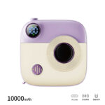 XO PR223 mini camera digital display fast charging power bank 10000mAh (Purple & White) - Image 3