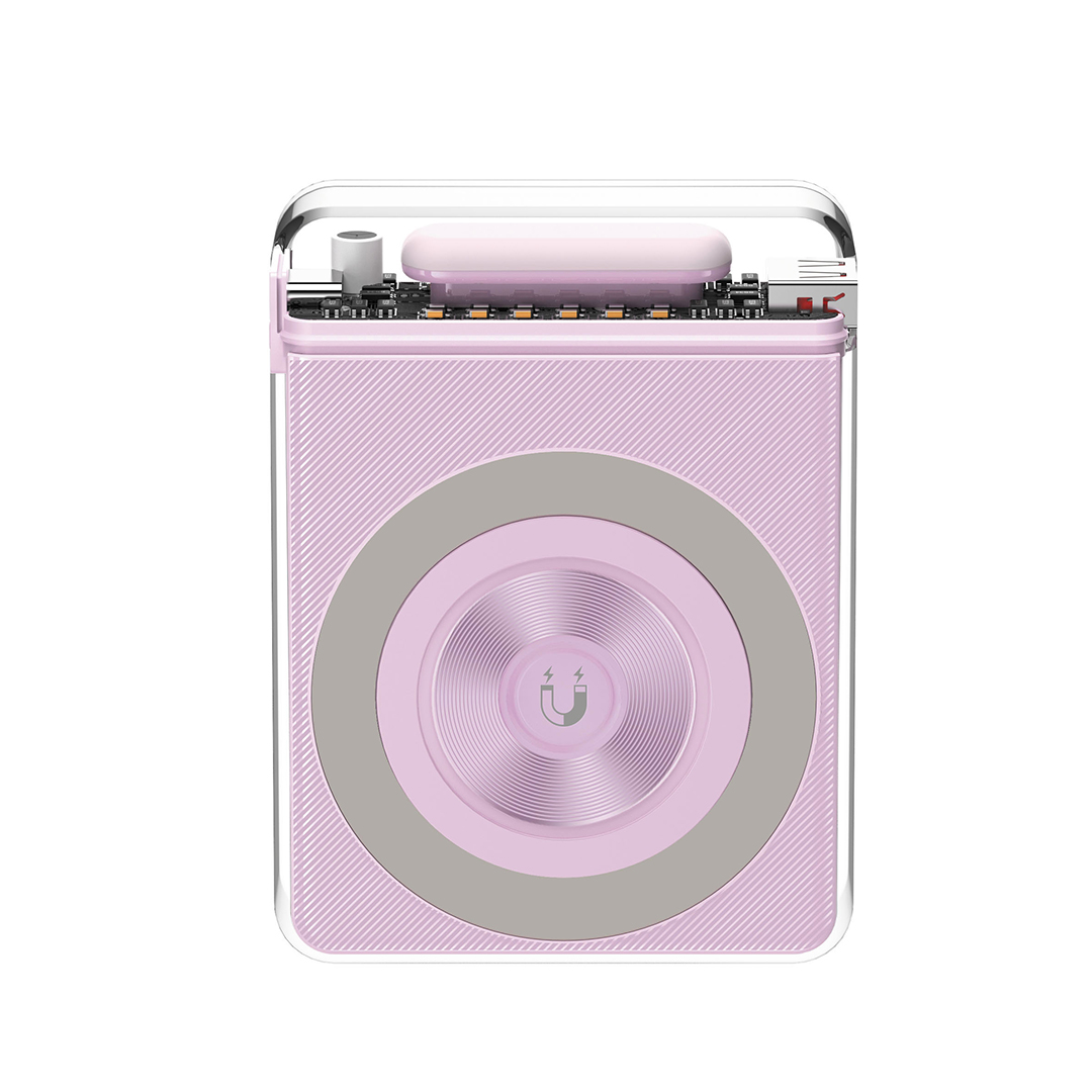 9_1_6 XO PR226 Mini Transparent Light Display Magnetic Absorption Fast Charging 10000mAh (Purple) - Image 1