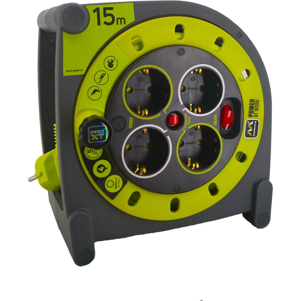 ECR15_4 Geyer Μπαλαντέζα 15 μέτρων HO5VV-F 3G1,5mm γκρι / πράσινο - Image 1