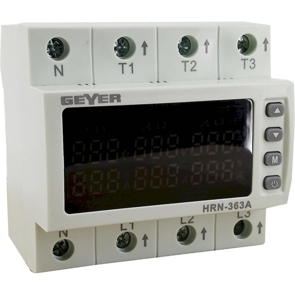 HRN-363A_4 Geyer Ψηφιακός επιτηρητής τάσης 3Φ 230V 63A 3NO 4M - Image 1