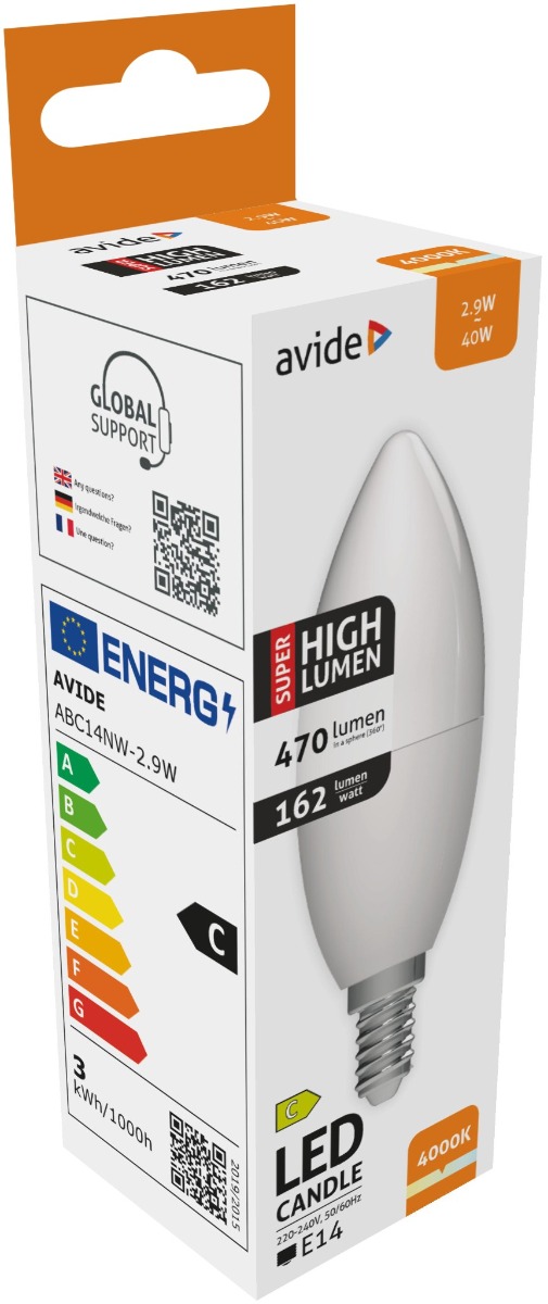 abc14nw-29w_avide-led-candle-29w-e14-nw-4000k-super-high-lumen Avide LED Κερί 2.9W E14 Λευκό 4000K Super Υψηλής Φωτεινότητας - Image 1